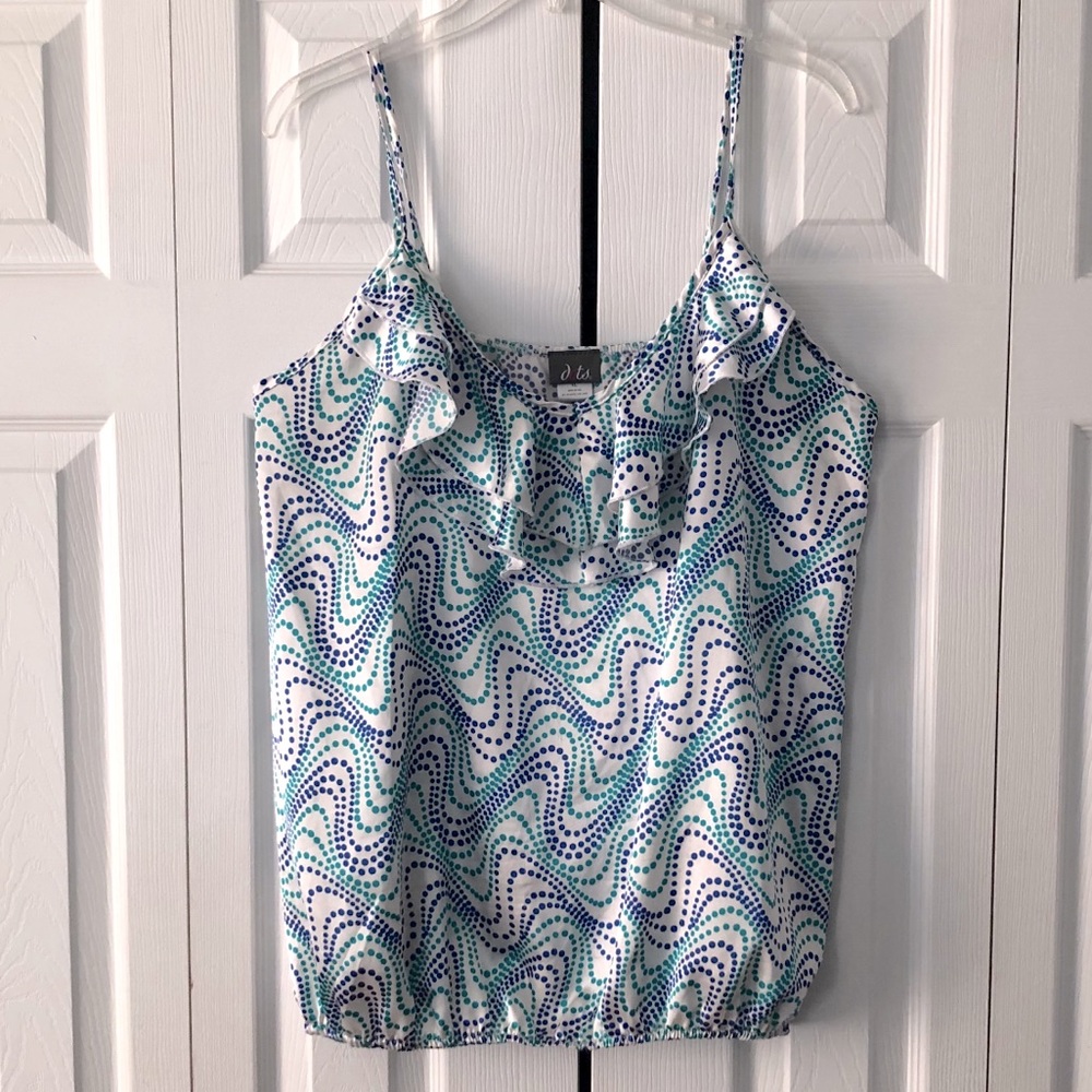 Dots Flowy Silhouette White Tank sz XL